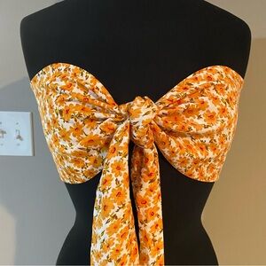 SHEIN Vibrant Floral tie front strapless halter